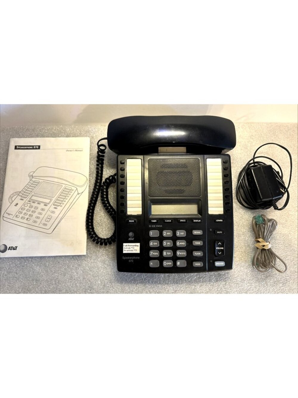 AT&T Speakerphone 870 Corded Telephone Black Complete Vintage Tested Works Great
